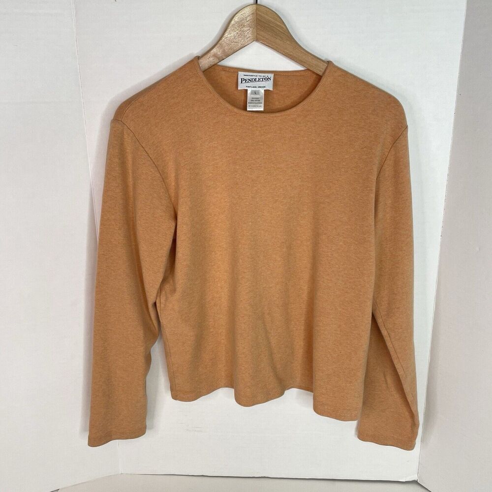 Pendleton Sweater Womens Large, Orange, Long Sleeve, Round Neck, Cotton